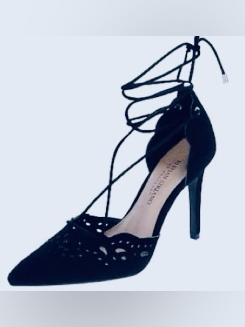 Christian Siriano for Payless Black Lace-Up Pointed Toe Stiletto Heels 7.5